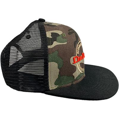 DELUXE 3D Embroidered Snapback Trucker Cap - Black Camo Accessories Deluxe Guitars