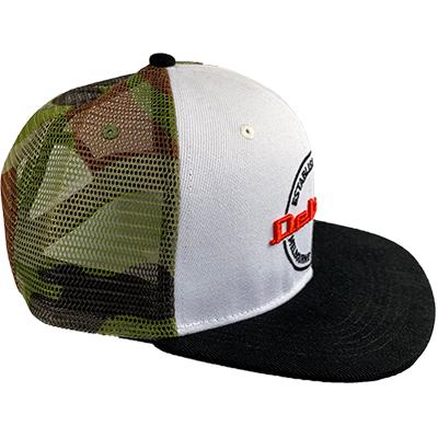 DELUXE 3D Embroidered Snapback Trucker Cap - White Camo Accessories Deluxe Guitars