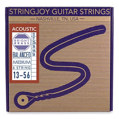 STRINGJOY Medium (13-56) Bright Brass™ 80/20 Bronze Acoustic Guitar Strings Strings Stringjoy