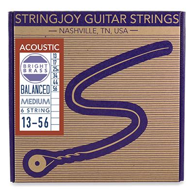 STRINGJOY Medium (13-56) Bright Brass™ 80/20 Bronze Acoustic Guitar Strings Strings Stringjoy 