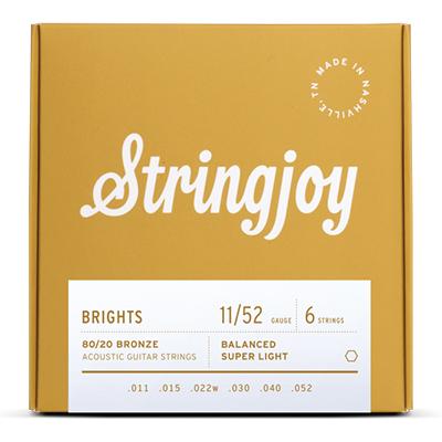 STRINGJOY Super Light (11-52) Bright Brass™ 80/20 Bronze Acoustic Guitar Strings Strings Stringjoy