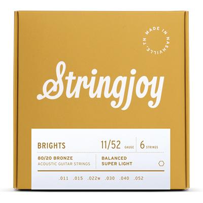 STRINGJOY Super Light (11-52) Bright Brass™ 80/20 Bronze Acoustic Guitar Strings Strings Stringjoy 