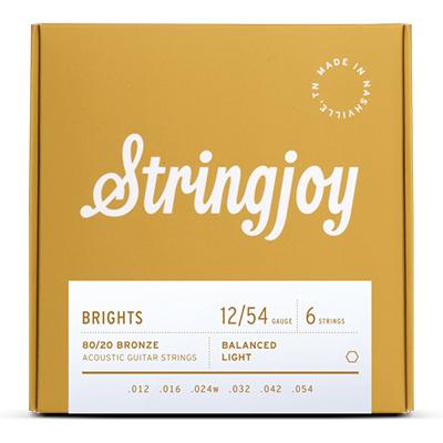 STRINGJOY Light (12-54) Bright Brass™ 80/20 Bronze Acoustic Guitar Strings Strings Stringjoy 